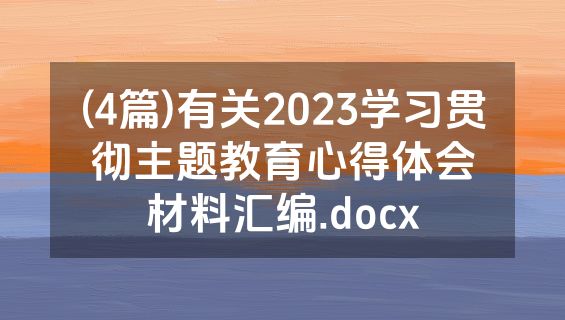 (4篇)有关2023学习贯彻主题教育心得体会材料汇编.docx
