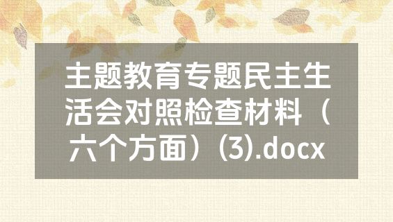 主题教育专题民主生活会对照检查材料（六个方面）(3).docx