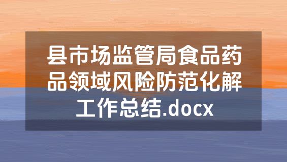 县市场监管局食品药品领域风险防范化解工作总结.docx
