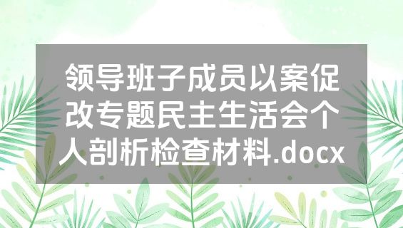 领导班子成员以案促改专题民主生活会个人剖析检查材料.docx