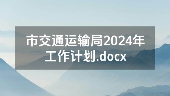 市交通运输局2024年工作计划.docx