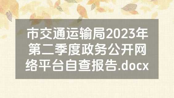 市交通运输局2023年第二季度政务公开网络平台自查报告.docx
