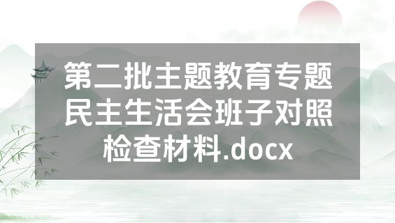 第二批主题教育专题民主生活会班子对照检查材料.docx
