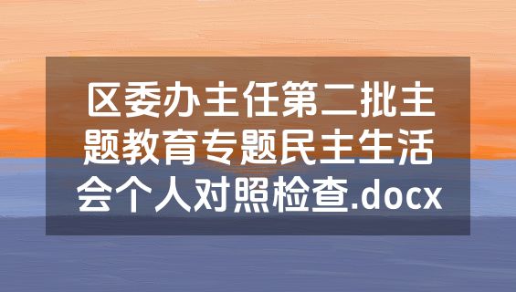 区委办主任第二批主题教育专题民主生活会个人对照检查.docx