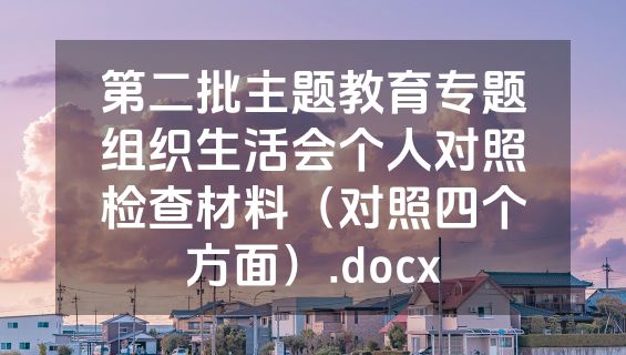 第二批主题教育专题组织生活会个人对照检查材料（对照四个方面）.docx