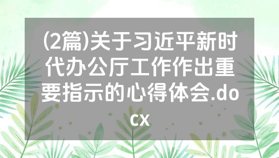 (2篇)关于习近平新时代办公厅工作作出重要指示的心得体会.docx