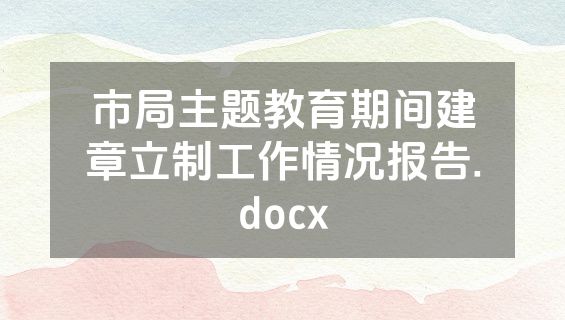 市局主题教育期间建章立制工作情况报告.docx