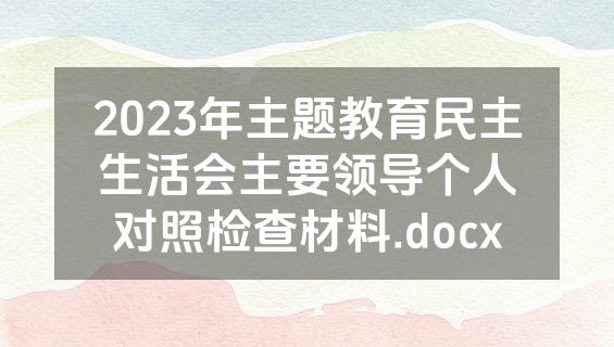 2023年主题教育民主生活会主要领导个人对照检查材料.docx