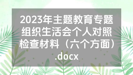 2023年主题教育专题组织生活会个人对照检查材料（六个方面）.docx