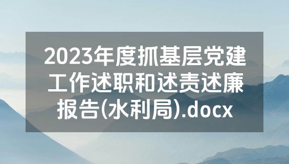 2023年度抓基层党建工作述职和述责述廉报告(水利局).docx