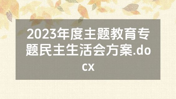2023年度主题教育专题民主生活会方案.docx