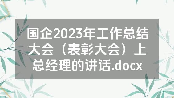国企2023年工作总结大会（表彰大会）上总经理的讲话.docx