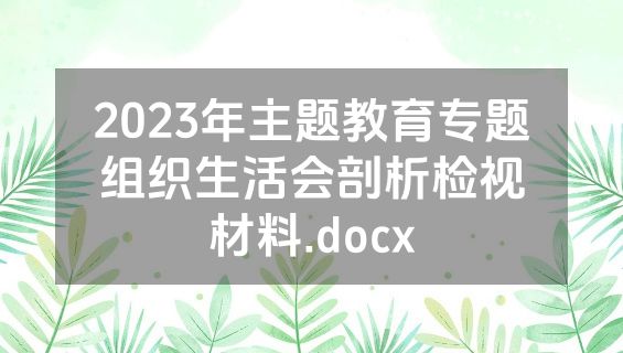 2023年主题教育专题组织生活会剖析检视材料.docx