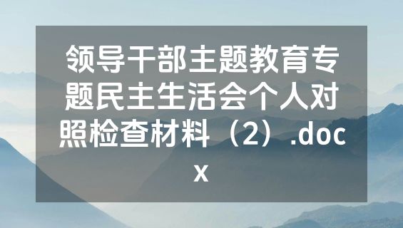 领导干部主题教育专题民主生活会个人对照检查材料（2）.docx