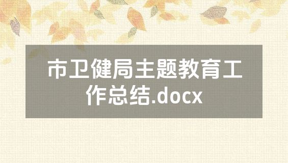 市卫健局主题教育工作总结.docx
