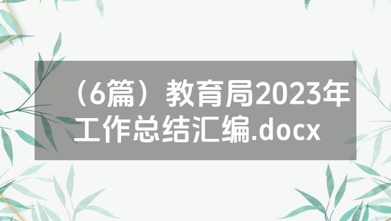 （6篇）教育局2023年工作总结汇编.docx