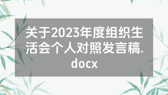 关于2023年度组织生活会个人对照发言稿.docx