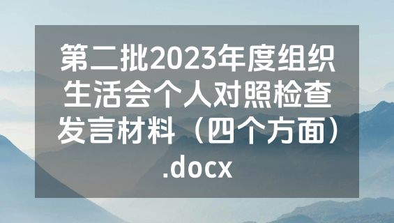 第二批2023年度组织生活会个人对照检查发言材料（四个方面）.docx