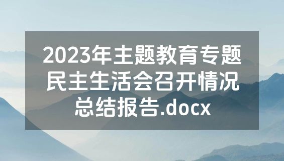 2023年主题教育专题民主生活会召开情况总结报告.docx