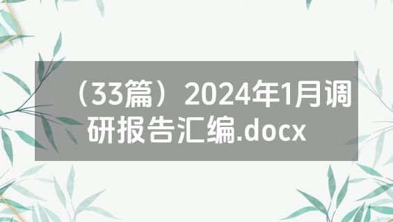 （33篇）2024年1月调研报告汇编.docx