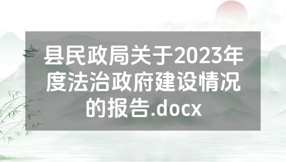 县民政局关于2023年度法治政府建设情况的报告.docx