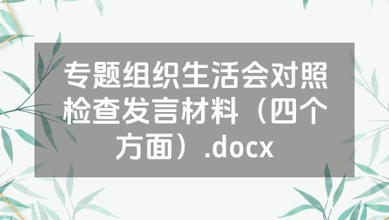 专题组织生活会对照检查发言材料（四个方面）.docx