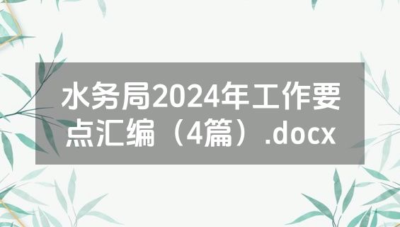 水务局2024年工作要点汇编（4篇）.docx