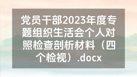 党员干部2023年度专题组织生活会个人对照检查剖析材料（四个检视）.docx