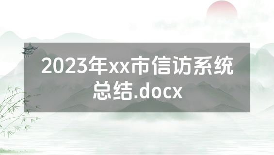 2023年xx市信访系统总结.docx