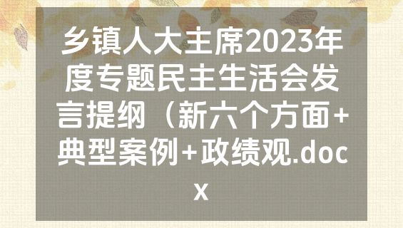 乡镇人大主席2023年度专题民主生活会发言提纲（新六个方面+典型案例+政绩观.docx