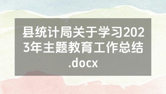 县统计局关于学习2023年主题教育工作总结.docx