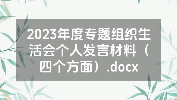 2023年度专题组织生活会个人发言材料（四个方面）.docx