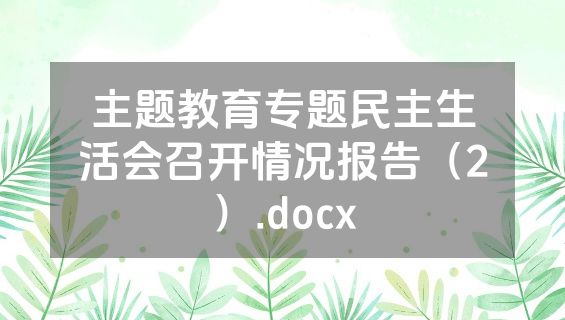 主题教育专题民主生活会召开情况报告（2）.docx