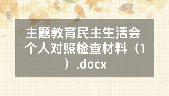 主题教育民主生活会 个人对照检查材料（1）.docx