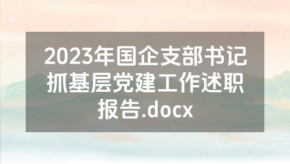 2023年国企支部书记抓基层党建工作述职报告.docx