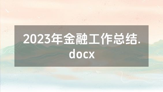 2023年金融工作总结.docx
