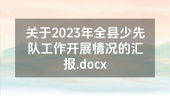 关于2023年全县少先队工作开展情况的汇报.docx