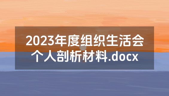 2023年度组织生活会个人剖析材料.docx