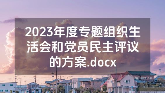 2023年度专题组织生活会和党员民主评议的方案.docx