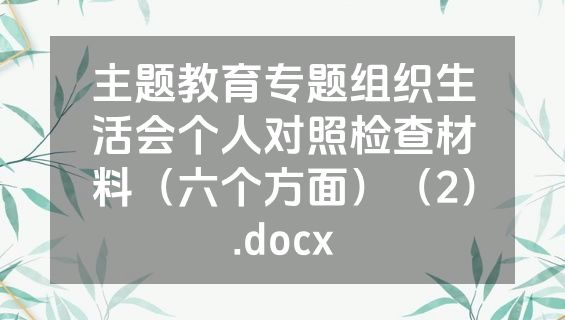 主题教育专题组织生活会个人对照检查材料（六个方面）（2）.docx