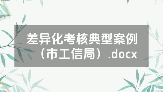 差异化考核典型案例（市工信局）.docx