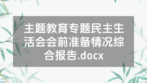 主题教育专题民主生活会会前准备情况综合报告.docx