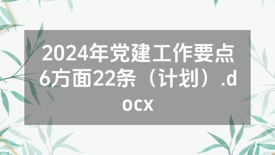 2024年党建工作要点6方面22条（计划）.docx