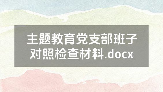 主题教育党支部班子对照检查材料.docx