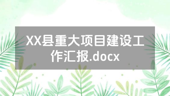 XX县重大项目建设工作汇报.docx