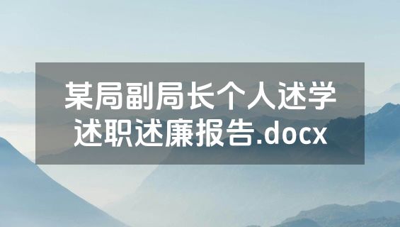 某局副局长个人述学述职述廉报告.docx