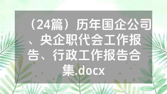 （24篇）历年国企公司、央企职代会工作报告、行政工作报告合集.docx