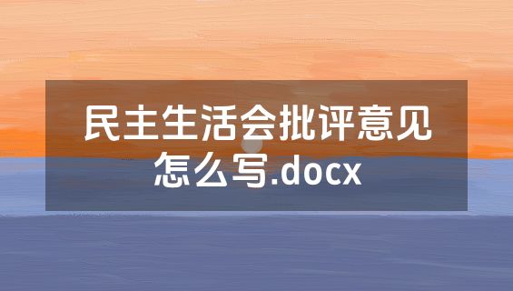 民主生活会批评意见怎么写.docx
