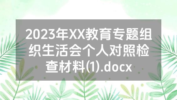 2023年XX教育专题组织生活会个人对照检查材料(1).docx