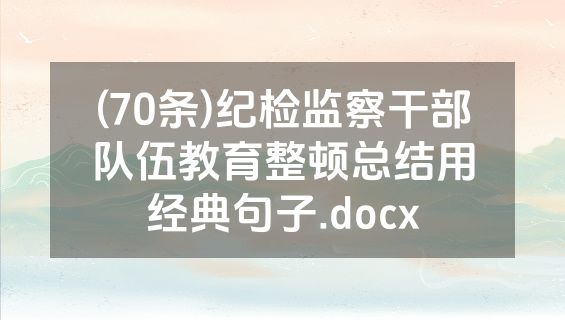 (70条)纪检监察干部队伍教育整顿总结用经典句子.docx